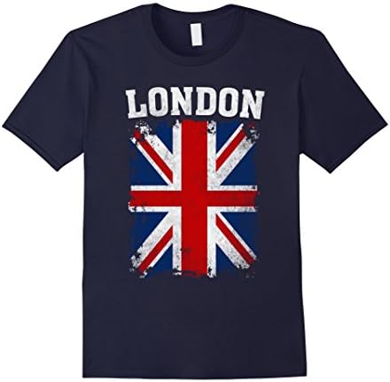 Men's London England British Flag Vintage Union Jack T-Shirt 3XL Navy