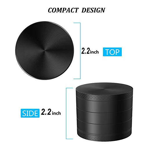 SmallDot [Large 5 Pieces, 2.5"] Spice Herb Grinder with Pollen Catcher & Bonus Brush, Two Filtration Mesh Screens - Thumbnail 4