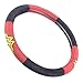 BDK Wonder Woman Velvet Grip Steering Wheel Cover - Black/Red on Smooth Velour for Cars Trucks SUVs - 15