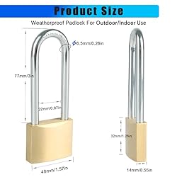 Fuaxat Solid Brass Padlock with 3 Keys, 3Inch Long