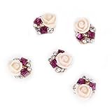 Rain Queen 3D Nail Art Acrylic Rose Flower Glitters Charms for DIY Decorations Purple Rhinestones Pack of 5pcs