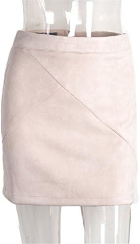 Autumn vintage leather suede pencil skirt winter NEW Cross high waist skirt Zipper split bodycon short skirts womens Pink S