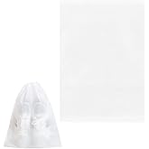NentMent 50 Pack Transparent Shoe Bags Travel Shoe Bags Non-woven Fabric Disposable Drawstring Dust Covers Shoes Storage Organizers Pouch for Sneaker Cross Trainer Tote Handbags Purses Running Shoes