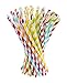 Paper Straws, 200 pack, Biodegradable Paper Drinking Straws, Multicolor Striped Straws for Parties, Carnivals and Crafts, By KGS Party Essentials