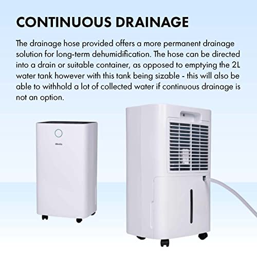 Devola 12L/day Low Energy Dehumidifier, Quiet & Energy Efficient (costs less than 5p per hour) Dehumidifiers for Home, Laundry Drying Dehumidifier, Dust Filter