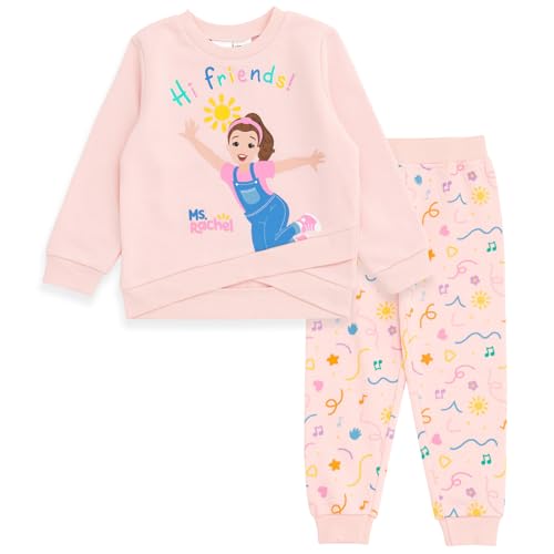 Ms. Rachel Animals Fleece Crossover Sweatshirt and Jogger Pants Outfit Set Infant to Toddler Sizes (12 Months - 5T)