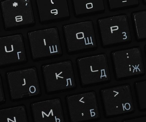 RUSSIAN CYRILLIC APPLE KEYBOARD LABELS LAYOUT WITH BLUE, ORANGE, RED OR WHITE LETTERING ON TRANSPARENT BACKGROUND FOR DESKTOP, LAPTOP AND NOTEBOOK (White)