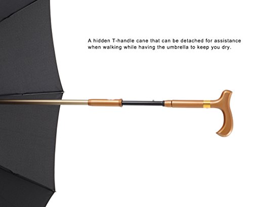 Kobold Classic Windproof Cane Umbrella 2 in 1 Walking Stick Lighting Golf Umbrellas Extra Large Oversize for Assist Outdoor - Hiking Climbing Gift for Father