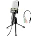 Professional Condenser Microphone, Venoro Plug & Play Microphone with Tripod for PC, Computer, Phone for Games, Podcast, Broadcasting (Black)