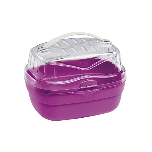 Ferplast Transport pour Hamsters et Autres Petits rongeurs ALADINO Small Cage de Transport pour Petits Animaux, rongeurs, Hamsters, 20 x 16 x h 13,5 cm, Fuchsia