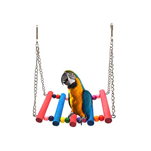 SSRIVER Bird Toys Bird Swing Parrot Bed Ladder Budgie Hammock Macaws Bite Parakeets Bell Lovebirds Rattan Conures Perch Finches Toys Pendant 6 Pcs