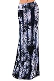VIVICASTLE Women's Colorful Tie Dye Acid Washed High Waist Foldover Maxi Skirt (X-Large, C6, navy)