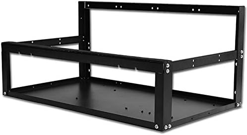 FLBETYY Open Air Miner Frame 6 GPU Stackable Iron Rig Case Easy to Assemble Support 4-Fans(NOT Included) (Frame Only) Black Color