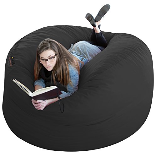Xorbee 6-Foot Foam-Filled Bean Bag Chair in Twill, Slate Grey