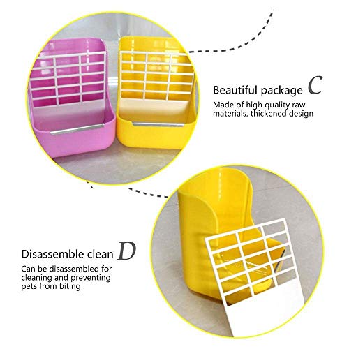 Misyue Hay for Bunnies Small Animal Supplies Plastic Pet Rabbit/Chinchillas 2 in 1 Feeder Bowls Double use for Grass/Food