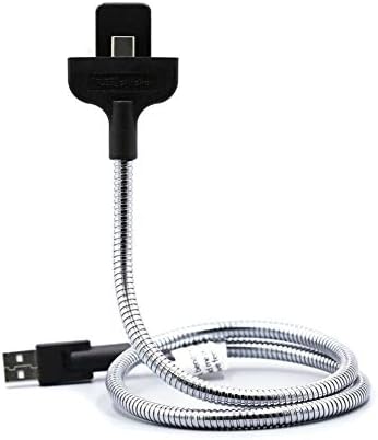 2 in 1 Lazy Bracket Anti-Fracture Charging Cable,Foviza Car Dock Flexible Stand Up Phone Data Cable Holder (Silver, Type-c)