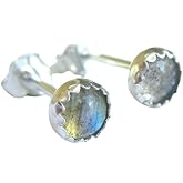 Small Labradorite Stud Earrings, 4mm