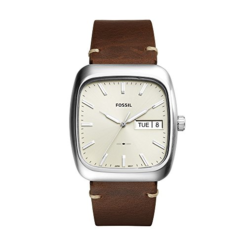 Fossil men s fs5329 rutherford three-hand day-date brown leather …