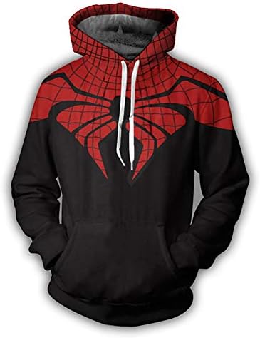 GERGER BO Men's 3D Digital Print Spiderman Pullover Hoodie Hooded Casual Sweatshirt