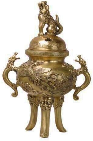 American Way of Life Large Phoenix Lion Tall Ming Bronze Sculpture Incense Burner - Feng Shui Cure