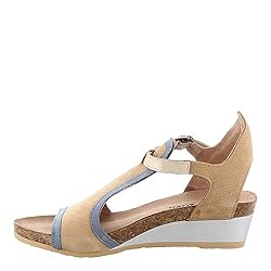 NAOT Women's Fiona Wedge Sandal Nude/Blue Combo