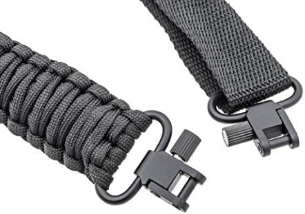 Black Paracord Gun Sling - 2 Point Adjustable Paracord Gun Strap And Swivels - 550 LB For Hunting Camping Outdoor Activities