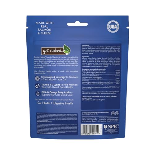 GET NAKED CAT CALMING TREATS SALMON & CHEESE FLAVOR, CRUNCHY, CALMING HEALTH, 6-OZ BAG