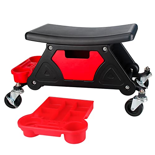 VCZY Mechanics Stool, 300 lb. Capacity Garage Stool with Wheels, 4in