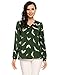 Zeagoo Women's Casual Print Chiffon V Neck High Low Hem Blouse Top,Green,X-Large