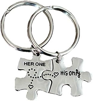 2pcs Her One His Only Puzzle Piece Couple Keychain Keyring Set For Family Friend Valentine Gift