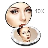 Lighted Travel Makeup Mirror, 1x/10x Magnifying Mirror, Handheld Folding Compact Mirror with LED Lights for Cosmetic, Camping, Personal Use and Travel