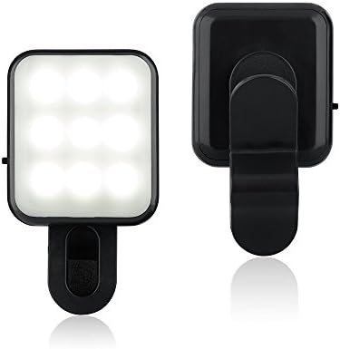 Mini LED Beauty Selfie Flash Light Fill Light 2 Adjustable Brightness -Portable Universal Smiling Face Flash Light Enhancing Flashlight for Any Cell Tablet Apple iPhone 6s/5/6 Plus (Black)