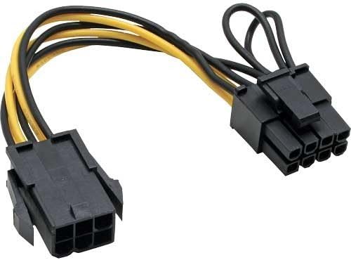 InLine Mainboard Power Adapter PCI-Express, 6 pin to 8 pin power adapter plug graphics card, PCI Express connector
