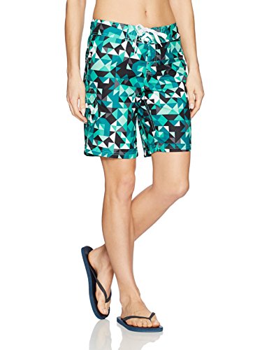 Kanu Surf Women's UPF 50+ Quick Dry Active Prints II Swim Boardshort, Black/Green, 6
