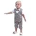 ZOEREA Baby Boy Gentleman Rompers Striped Toddler Suit 2pcs Outfit Grey, 80CM/6-9 Months, Grey