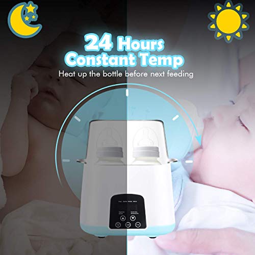 Baby Bottle Warmer, Bottle Steam Sterilizer 5-in-1 Smart Thermostat Double Bottle Baby Food Heater For Breast Milk Or Formula,Intelligent LED Panel Control Real-time Display Of Fast Warming (Renewed) - Thumbnail 6