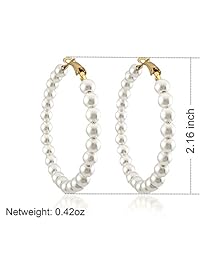 Pendientes de aro de perlas para mujer, a la moda, hipoalergénicos, para mujer, regalo