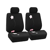 FH Group FB053BLACK102 Seat Cover (Flower Embroidery Airbag Compatible (Set of 2) Black)