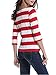 FENSACE Womens 3/4 Sleeve Cotton Red and White Striped T-Shirt,Red,Small