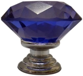Tangpan 30mm Crystal Glass Door Knobs Bin Dresser Cabinet Drawer Pull Handle Color Blue Pack of 5