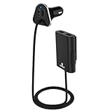 Front and Back Seat Car Charger, HAWEEL 9.6A 4 USB Port Car Charger with Extending Cable for Back Seat Passengers Charging for iPhone 7 / 7 Plus, iPhone 6 / 6s, Samsung Galaxy S6 / S6 Edge and More.
