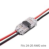 Low Voltage Wire Connectors - Pack of 12 Quick Solderless Wire Splicer Connector I type 2 Pins, Reliable Connection Fits 20/24 AWG