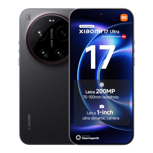 XIAOMI 17 Ultra, smartphone 16+1024 GB, Leica 200MP 75–100mm telephoto, LOFIC HDR technology, HyperAI, black, manufacturer warranty 2 years + 1 year extra, charger not included,Unlocked