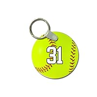 TYD Designs Key Chain Sports Softball Customizable 2 Inch Metal and Fully Assembled Ring with Any Team Jersey Player Number 31
