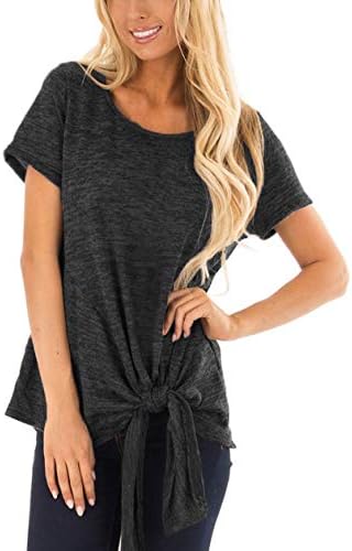 Sieanear Women's Casual Short Sleeve T-Shirt Tops Twist Knot Front Tunics