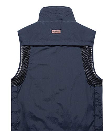 Hixiaohe Men's Lightweight Outdoor Work Fishing Photo Travel Hiking Vest Gilet (04 Navy, S)