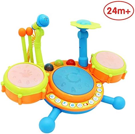ANIKI TOYS Kinematic Jazz Drum Electric Musical Instruments Beats With Mic and Lights - Many Functions And Educational Activities For Hours Of Play