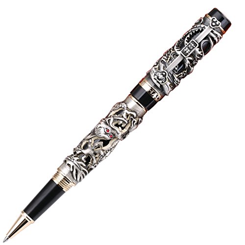 Jinhao dragon phoenix vintage black roller ball pen lucky clip wi…