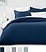 Amazon Basics Lightweight Microfiber 3-Piece Duvet Cover Set with Snap Buttons, King, Navy Blue, Solid