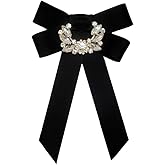 JKQBUX Retro Crystal Ribbon Bow Tie Brooch Pins for Women Men Bow Brooch Pre-Tied Bowknot Corsage Collar accessory Wedding Party Ceremony